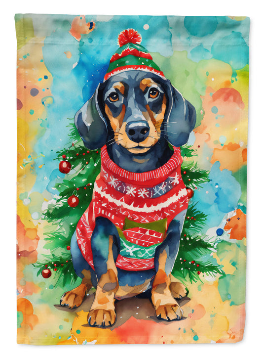 Dachshund Christmas House Flag