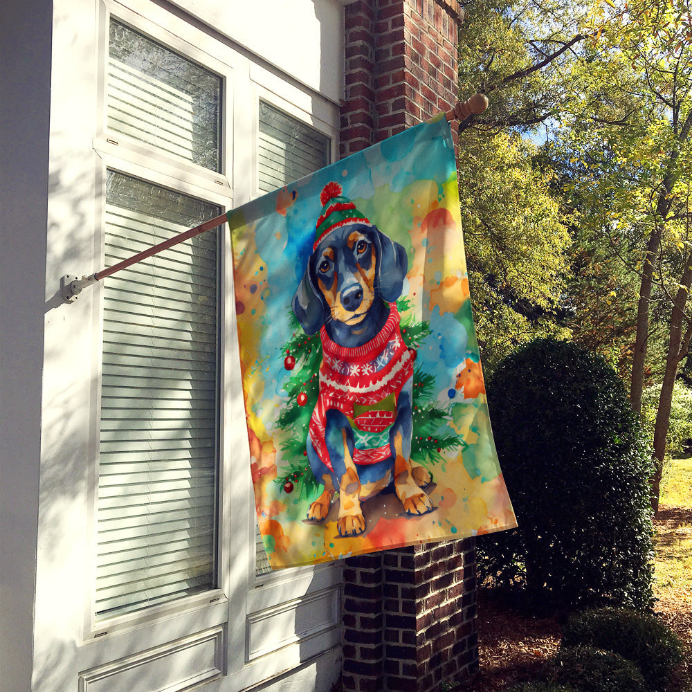 Dachshund Christmas House Flag