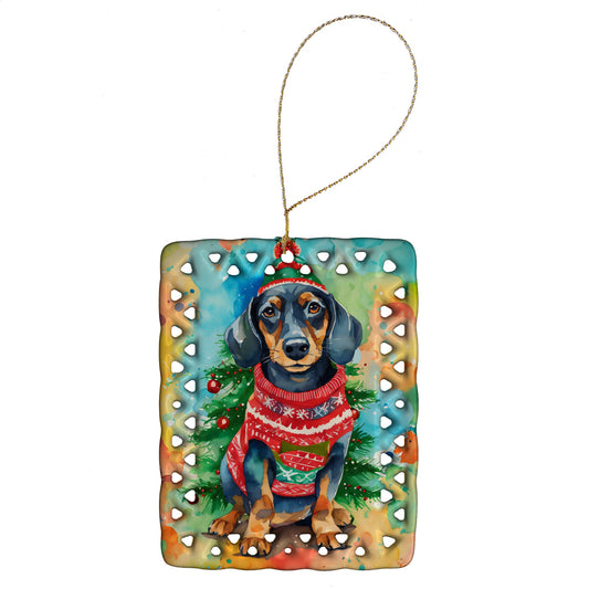 Dachshund Christmas Porcelain Ornament