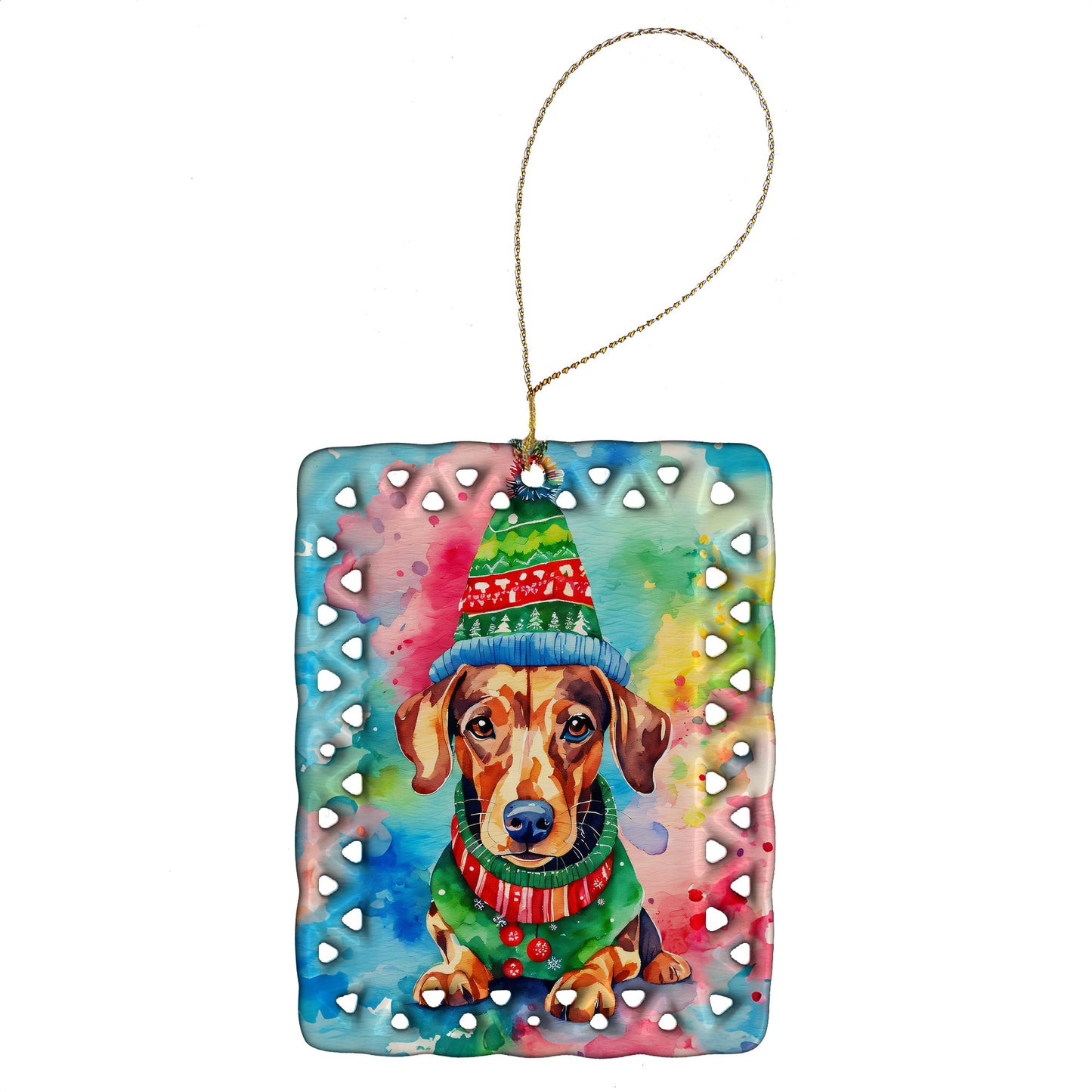 Dachshund Christmas Porcelain Ornament