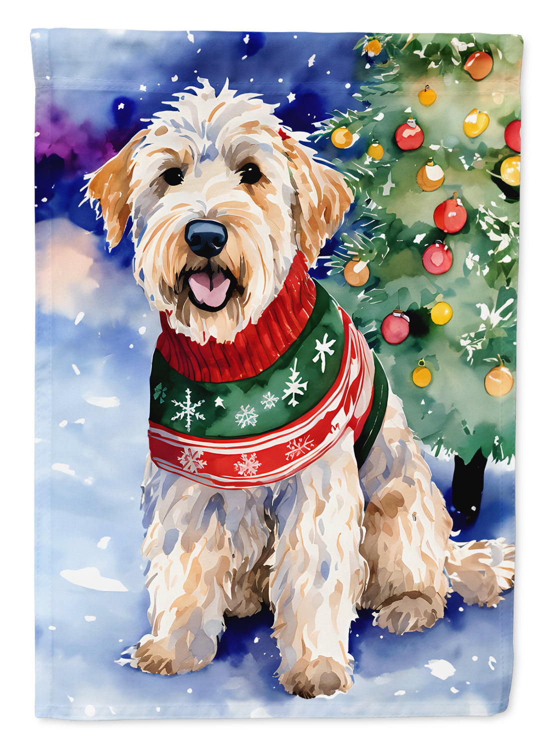 Wheaten Terrier Christmas House Flag