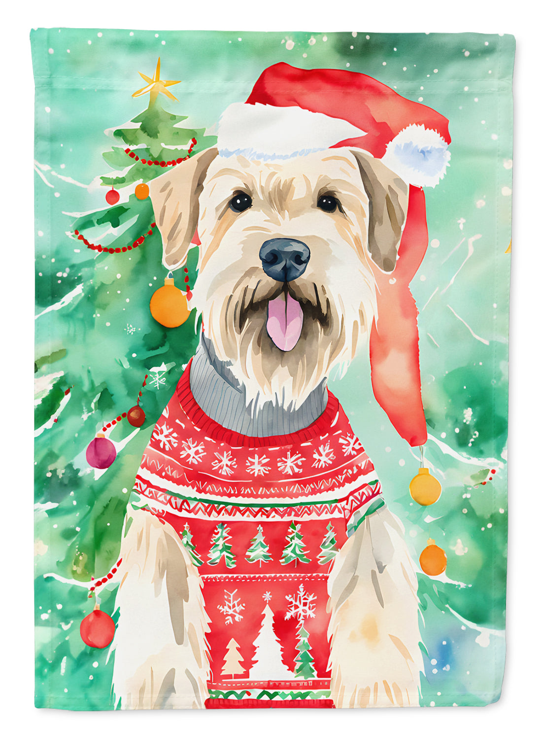 Wheaten Terrier Christmas House Flag