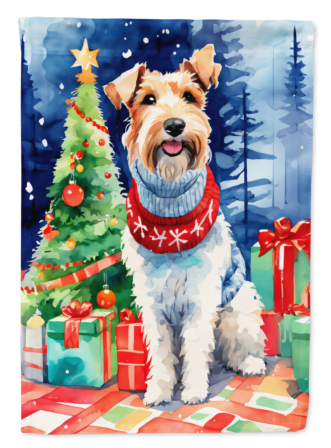 Wire Fox Terrier Christmas House Flag