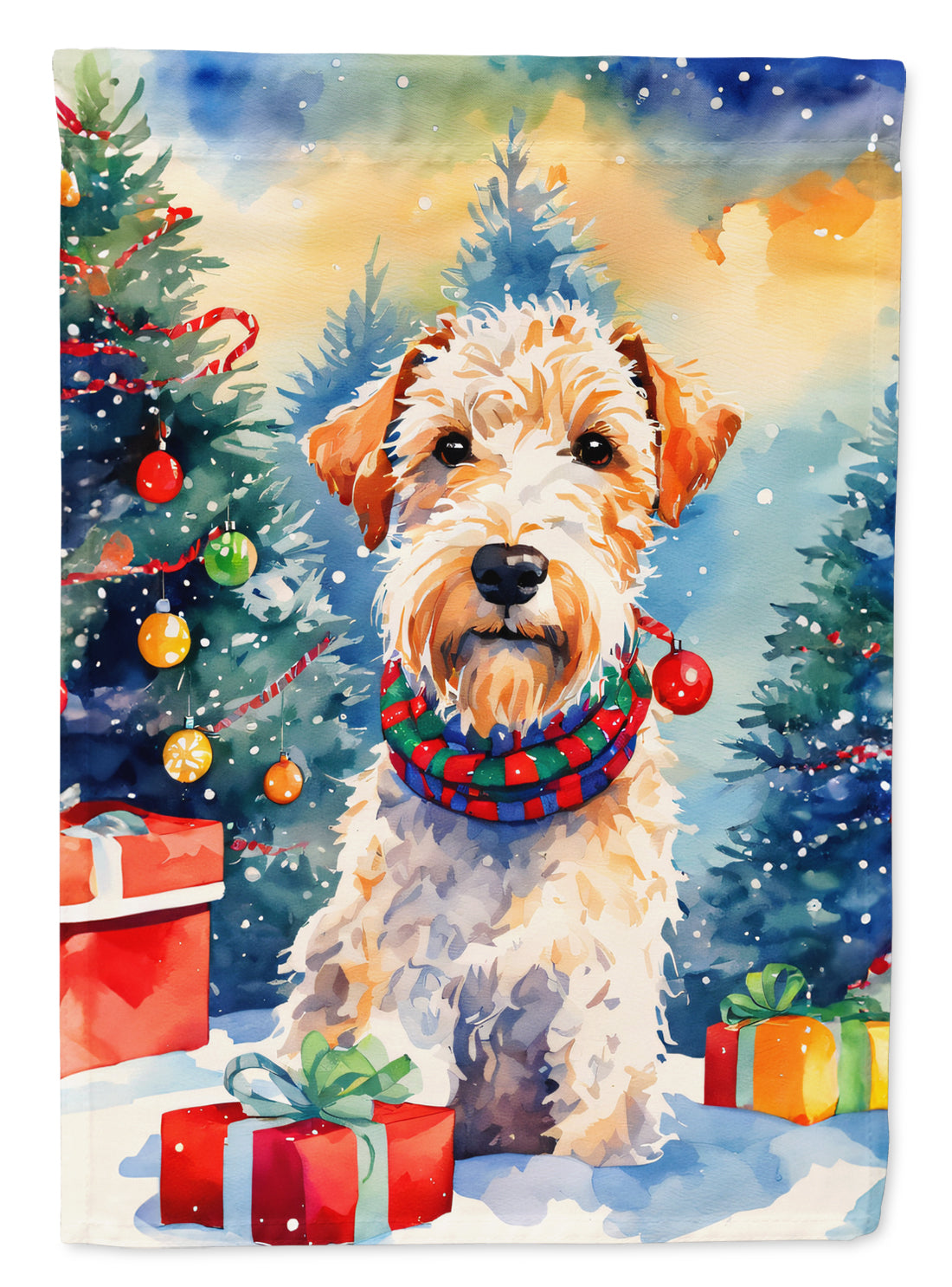 Wire Fox Terrier Christmas House Flag