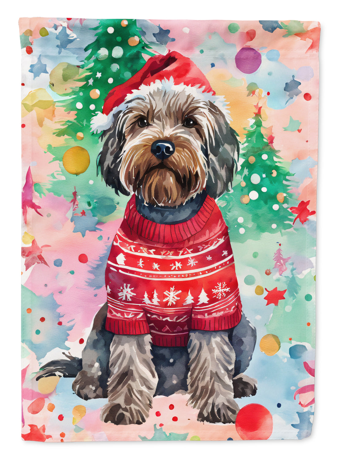 Wirehaired Pointing Griffon Christmas House Flag
