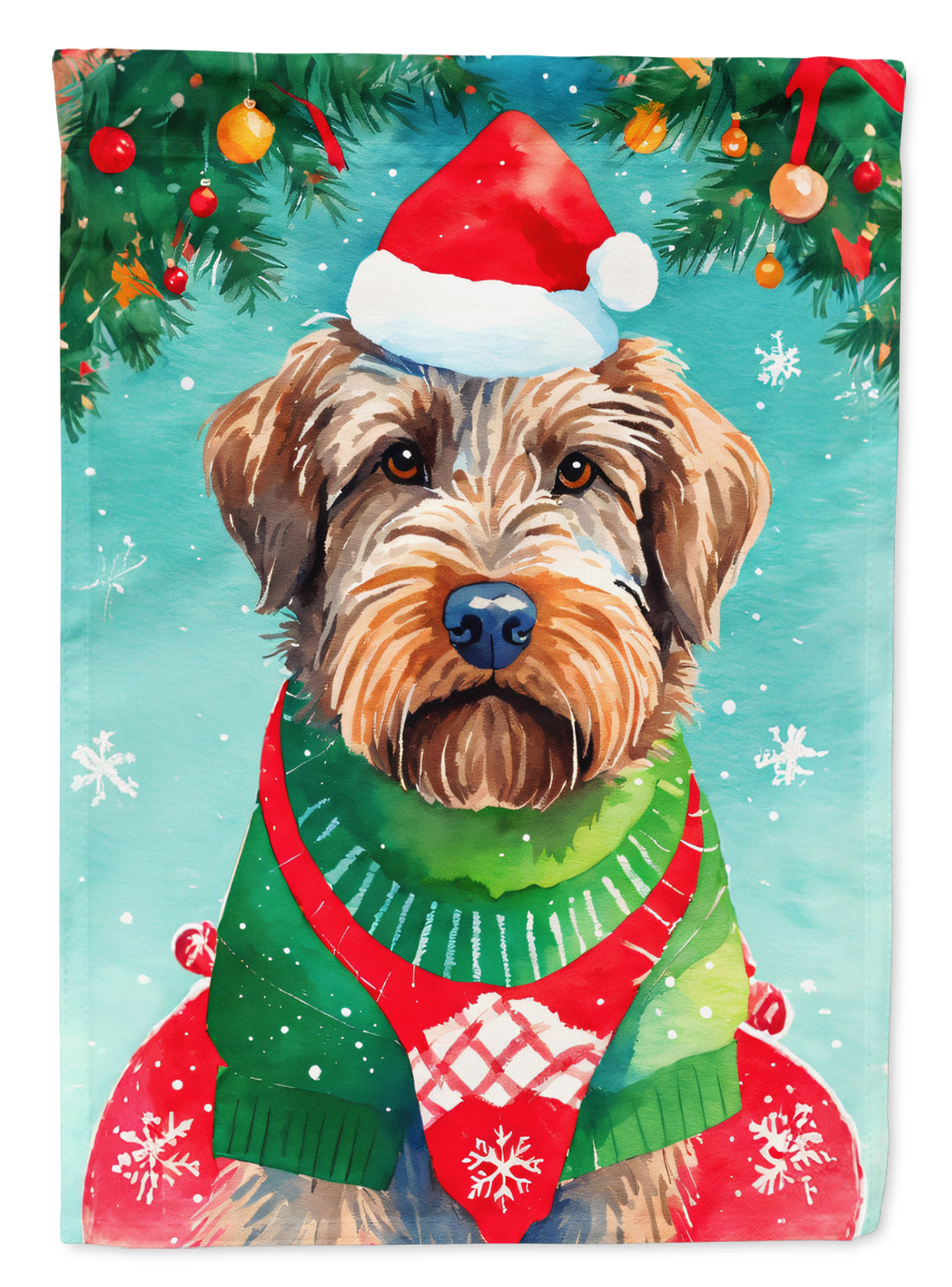 Wirehaired Pointing Griffon Christmas House Flag