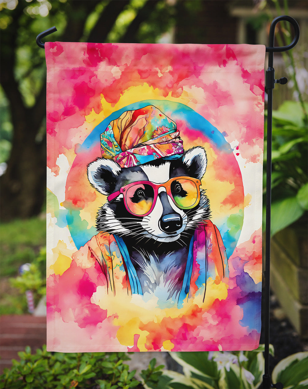 Badger Garden Flag - Hippie Aniimals - Animal-Themed Yard Decor