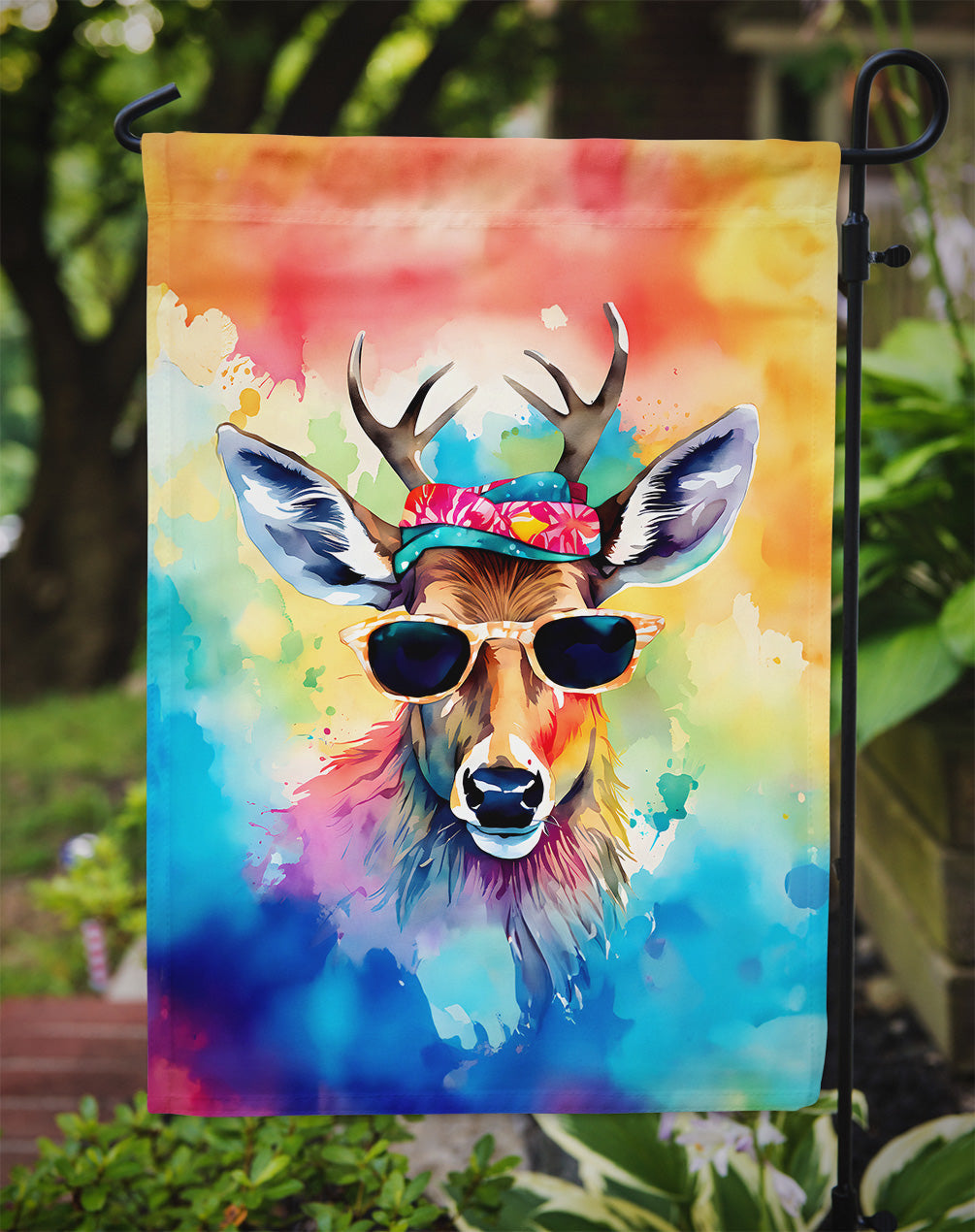 Deer Garden Flag - Hippie Aniimals - Animal-Themed Yard Decor
