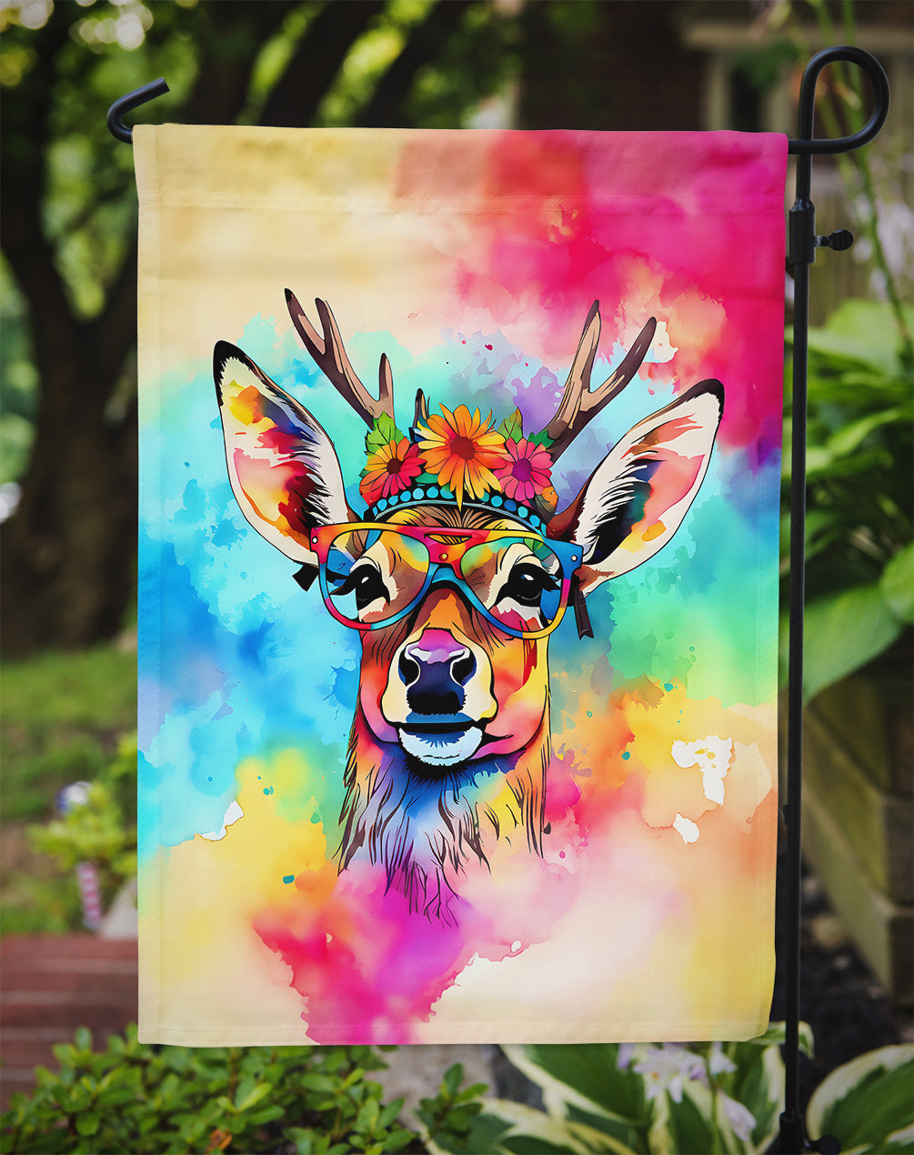 Deer Garden Flag - Hippie Aniimals - Animal-Themed Yard Decor