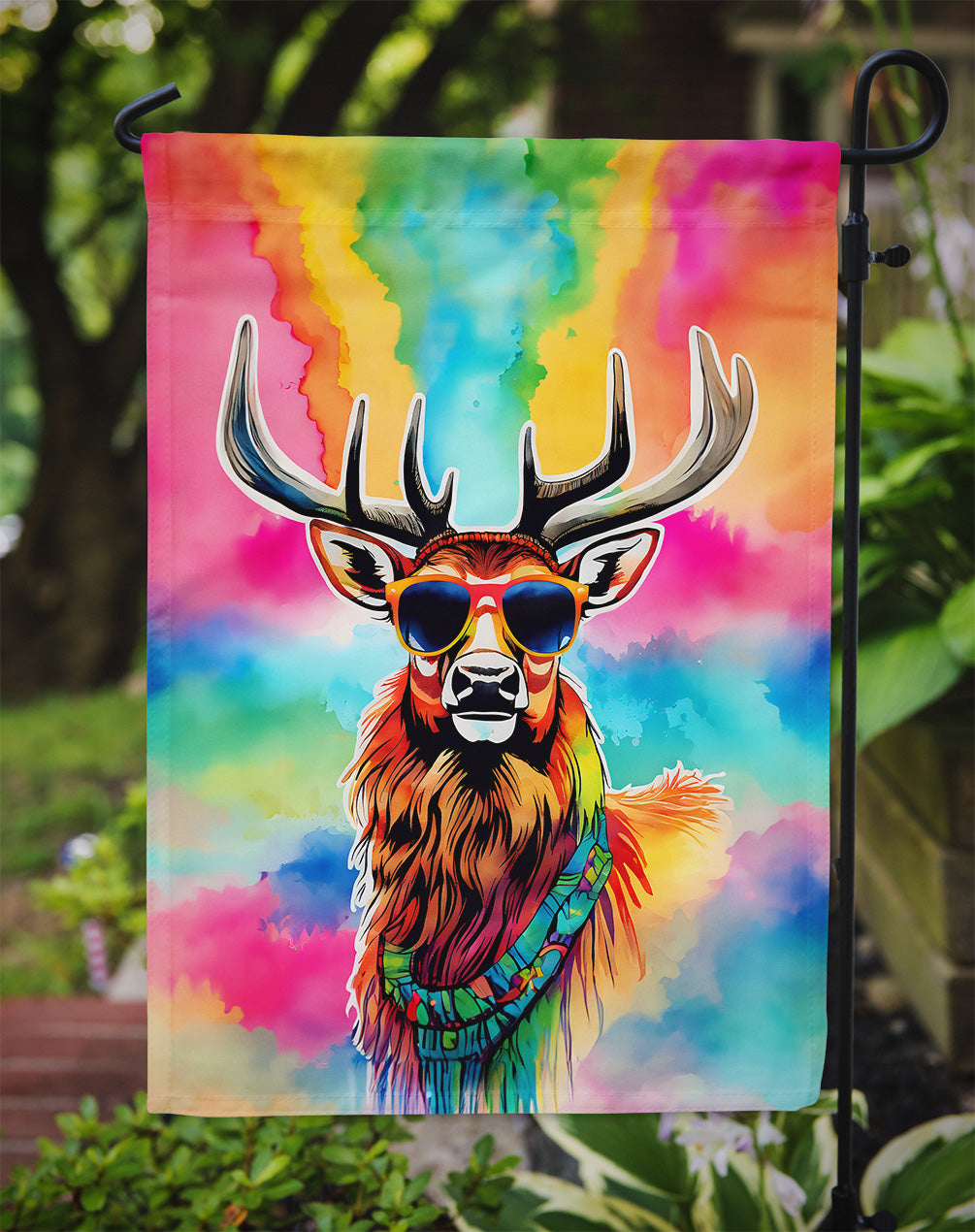 Deer Garden Flag - Hippie Aniimals - Animal-Themed Yard Decor