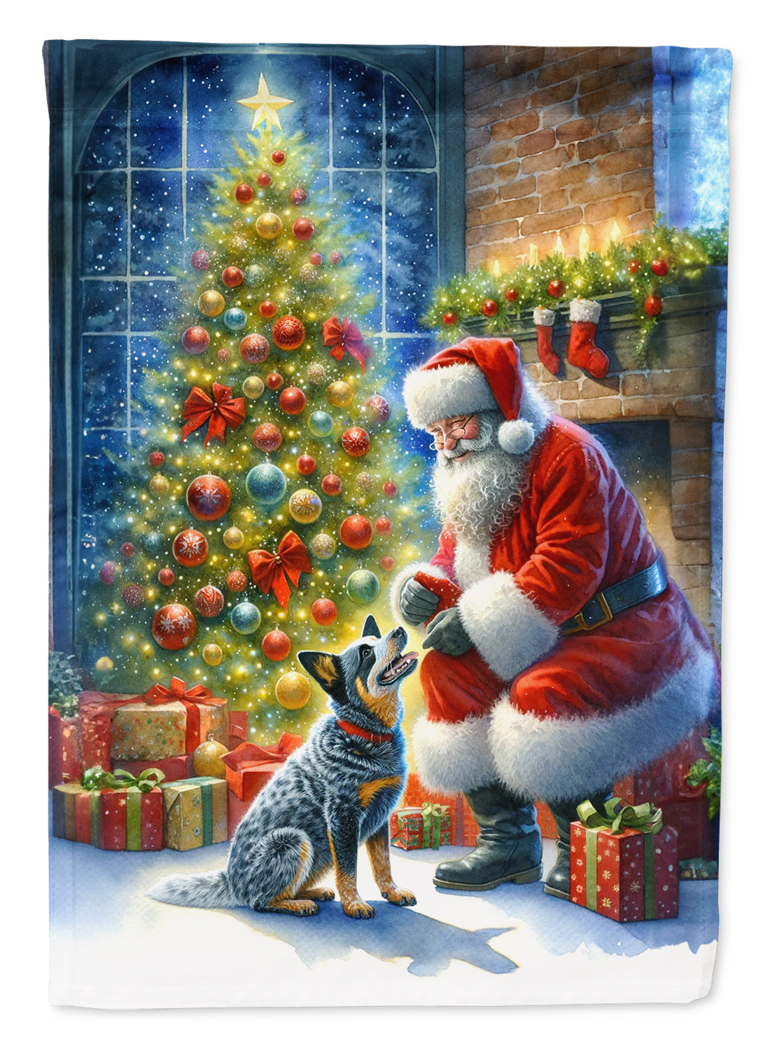 Australian Cattle Dog with Santa Garden Flag – Christmas Dog Yard Decor