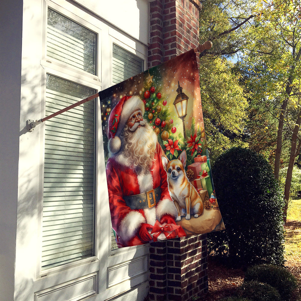 Chihuahua and Santa Claus House Flag