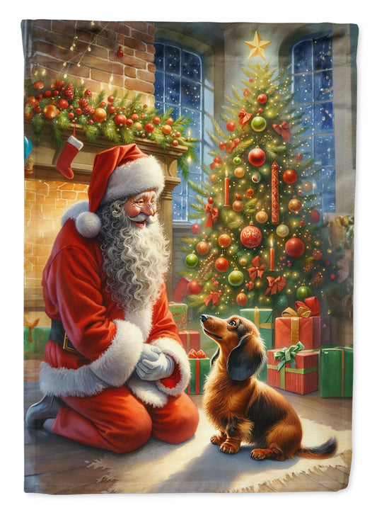 Dachshund and Santa Claus House Flag