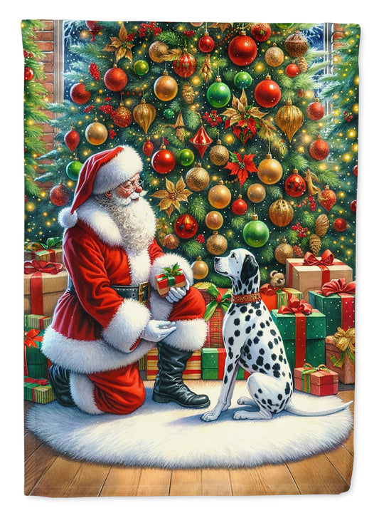 Dalmatian with Santa Garden Flag – Christmas Dog Yard Decor
