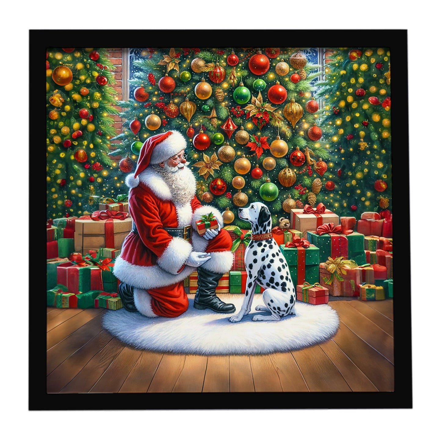 Dalmatian and Santa Claus Framed Metal Print