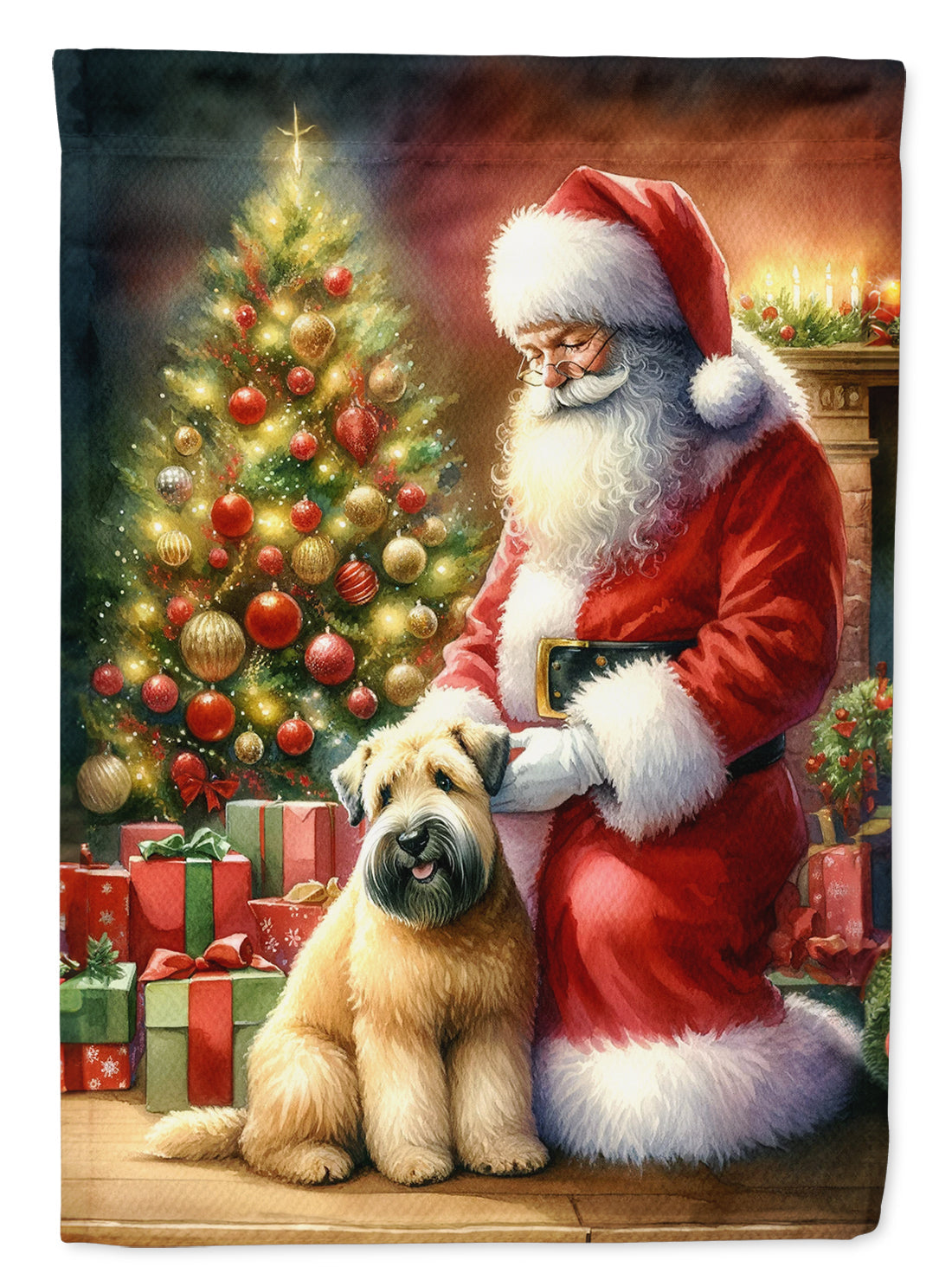 Wheaten Terrier with Santa Garden Flag – Christmas Dog Yard Decor
