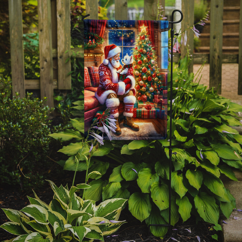 Westie with Santa Garden Flag – Christmas Dog Yard Decor