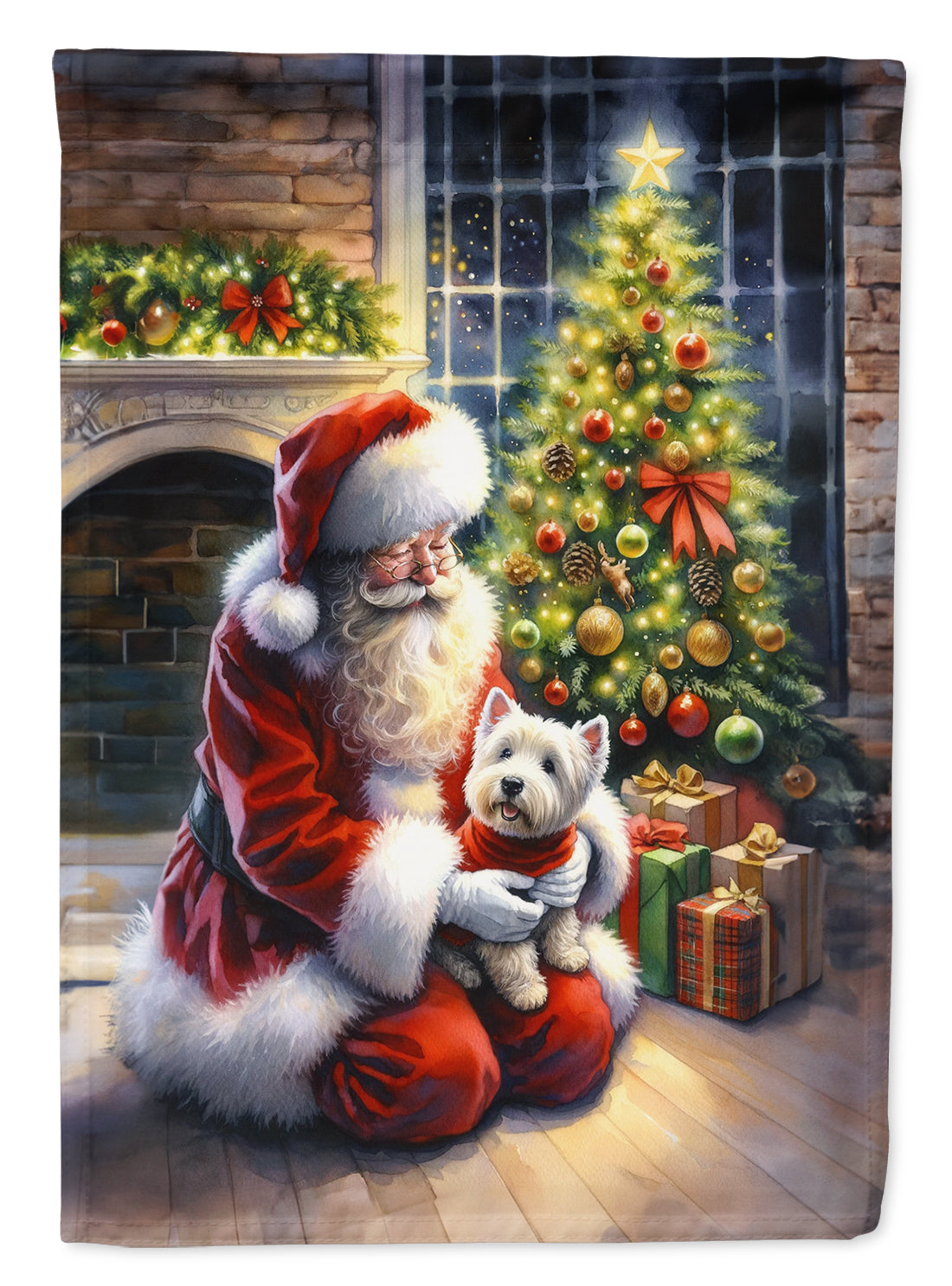Westie with Santa Garden Flag – Christmas Dog Yard Decor