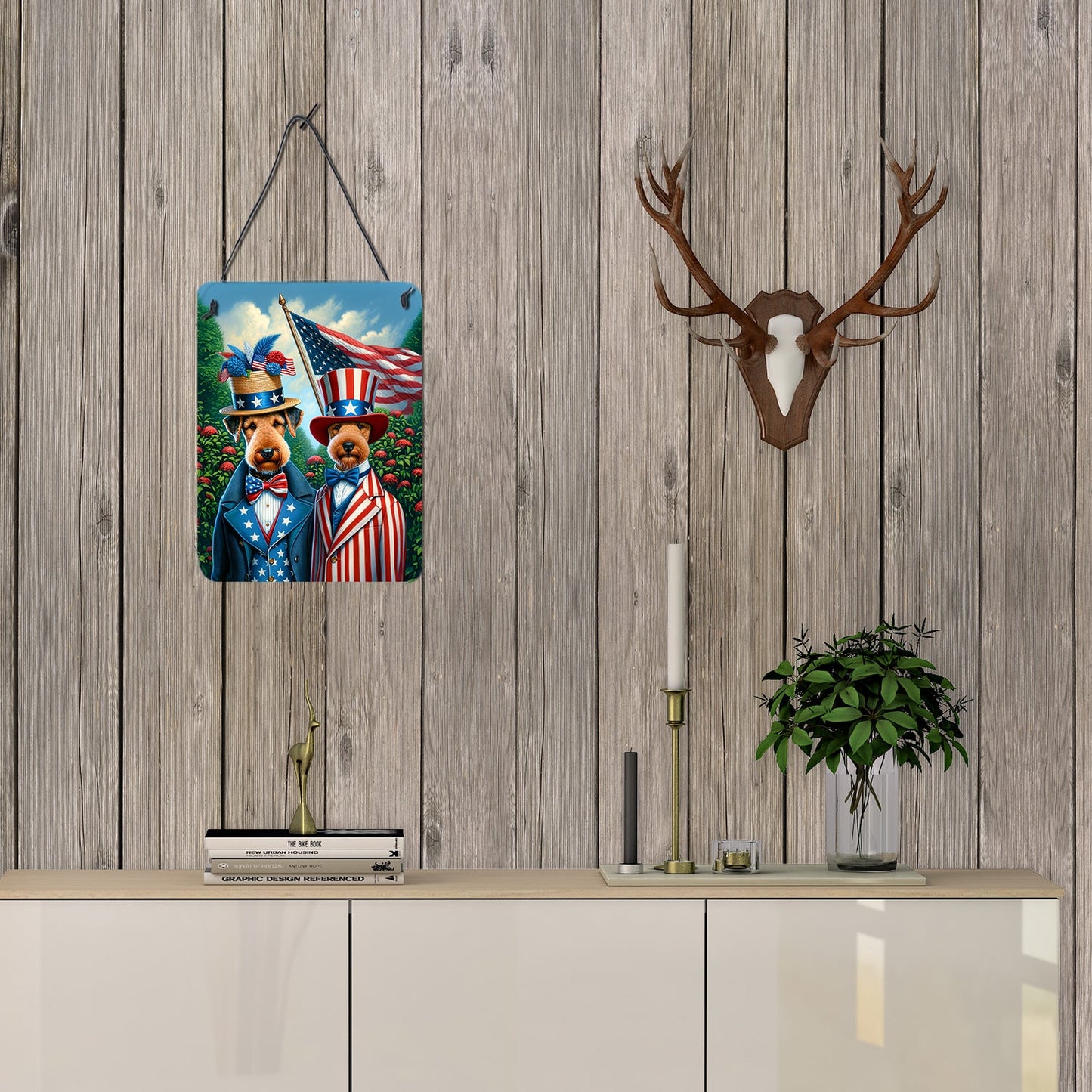 All American Airedale Terrier Wall or Door Hanging Prints