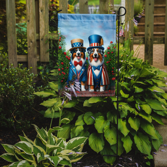 All American Australian Shepherd Garden Flag –  Dogs with American Flag Background by Caroline’s Treasures