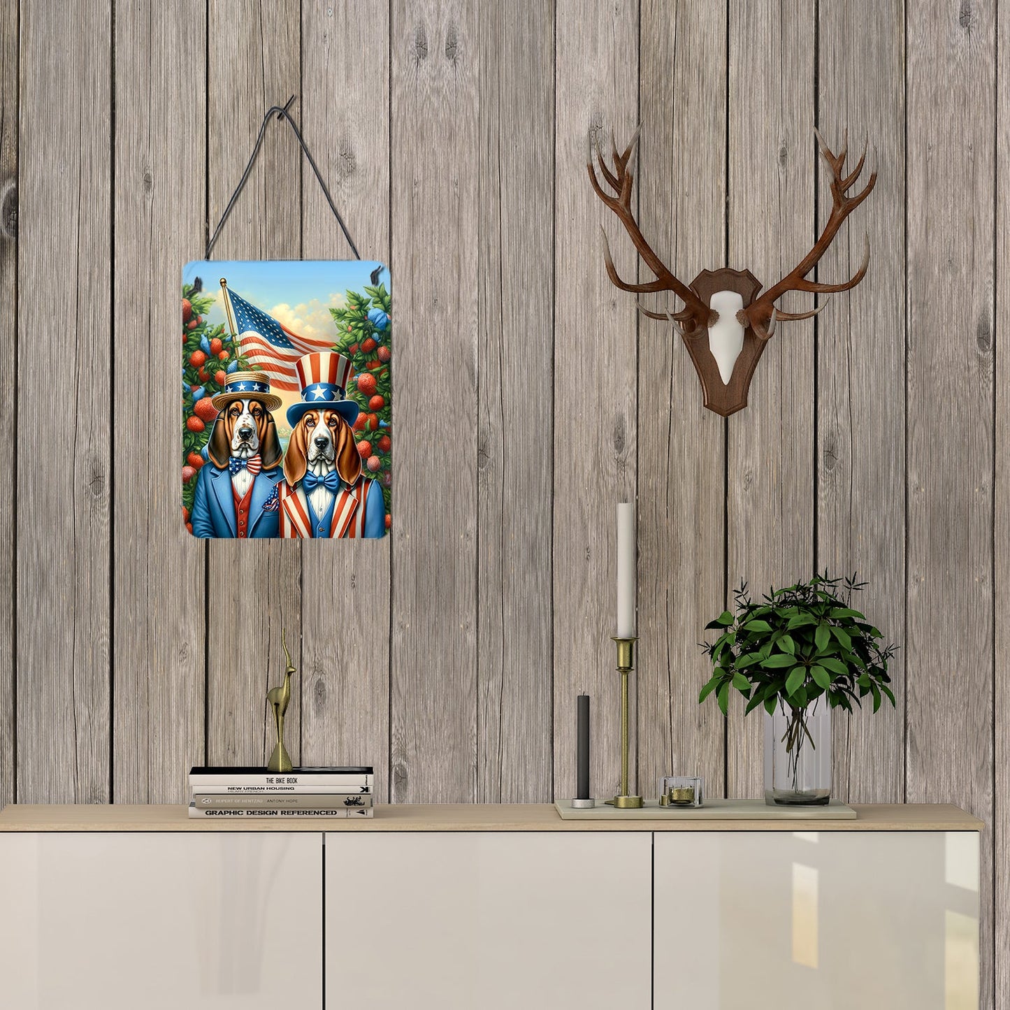 All American Basset Hound Wall or Door Hanging Prints