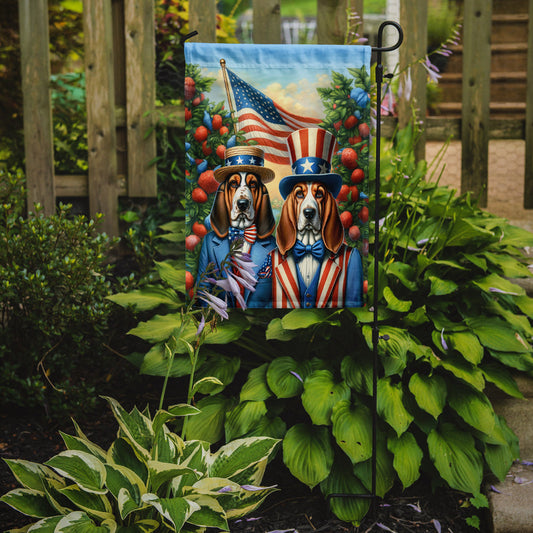 All American Basset Hound Garden Flag – Dogs with American Flag Background by Caroline’s Treasures