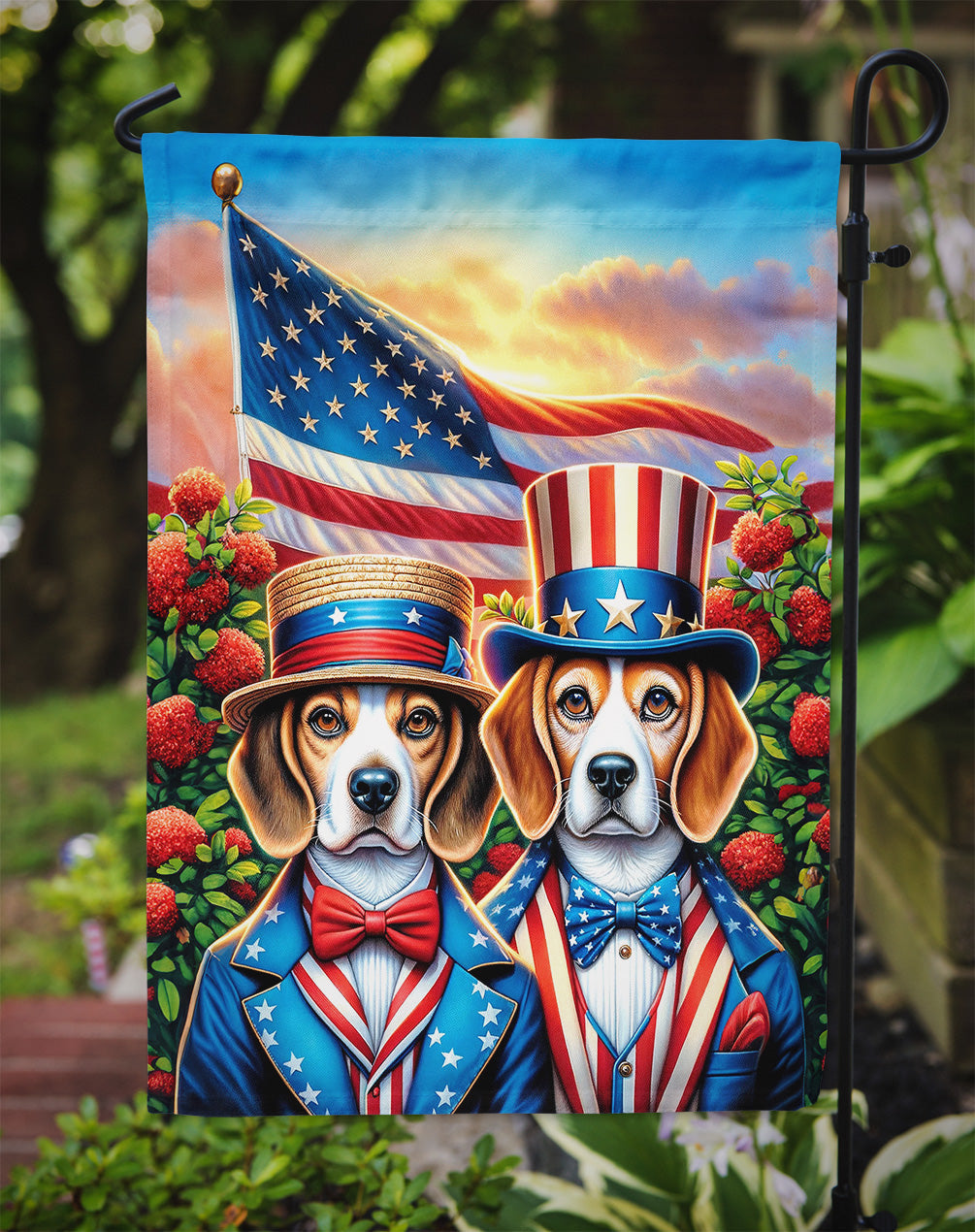 All American Beagle Garden Flag –  Dogs with American Flag Background by Caroline’s Treasures