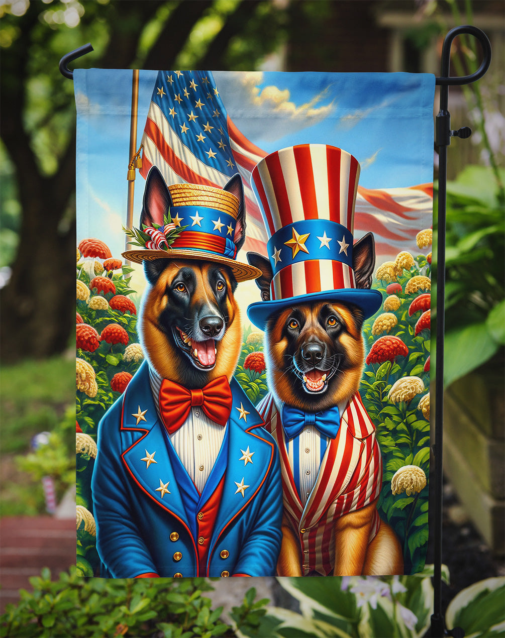 All American Belgian Malinois Garden Flag –  Dogs with American Flag Background by Caroline’s Treasures