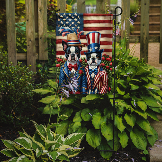 All American Boston Terrier Garden Flag – Dogs with American Flag Background by Caroline’s Treasures