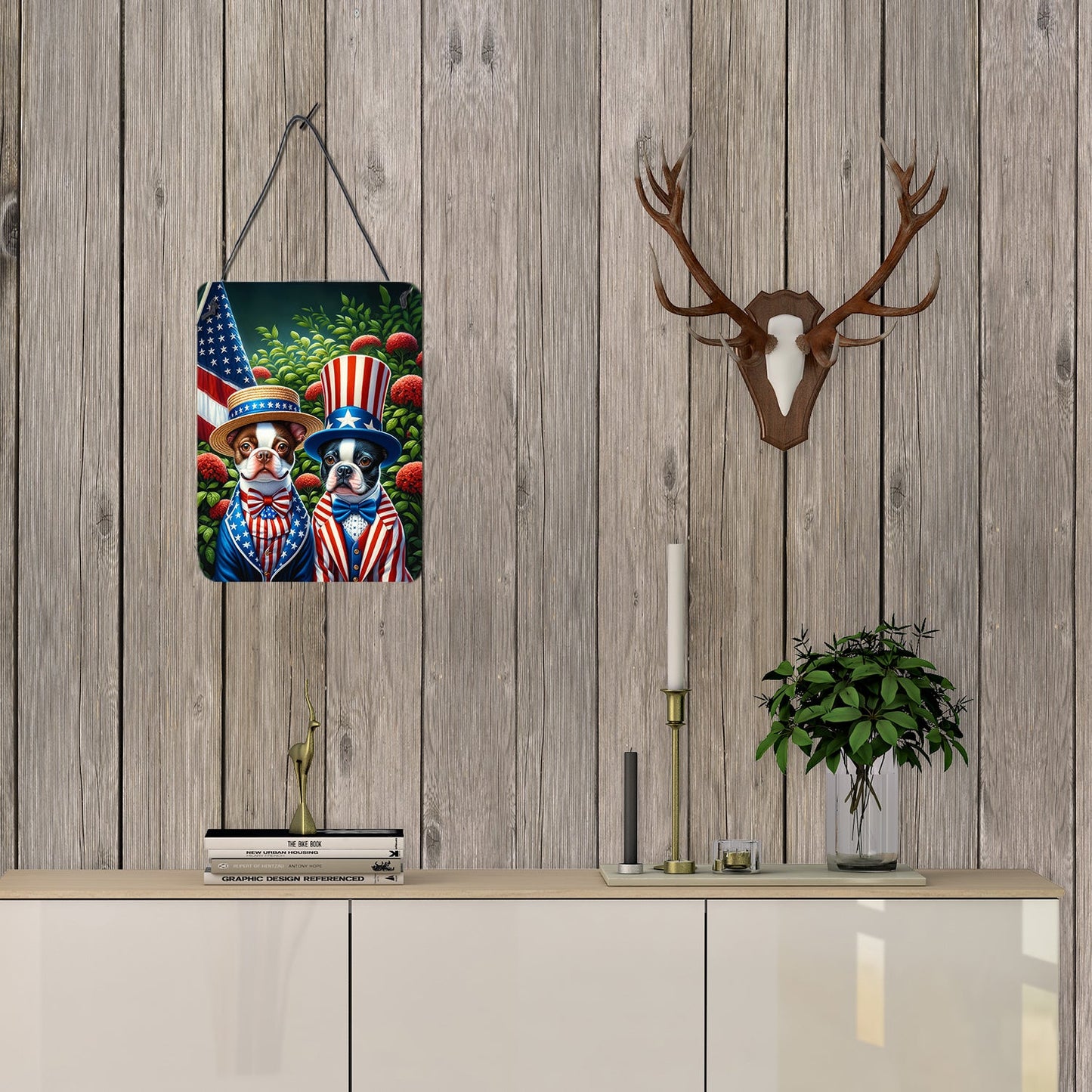 All American Boston Terrier Wall or Door Hanging Prints