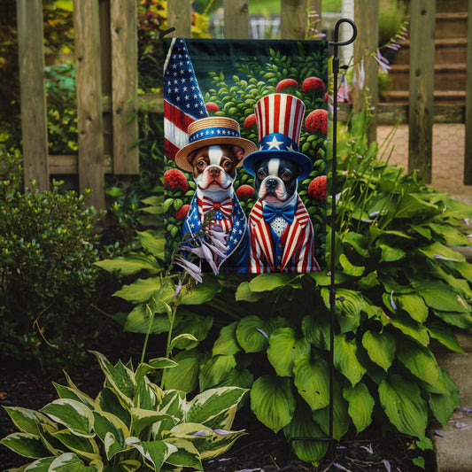 All American Boston Terrier Garden Flag – Dogs with American Flag Background by Caroline’s Treasures