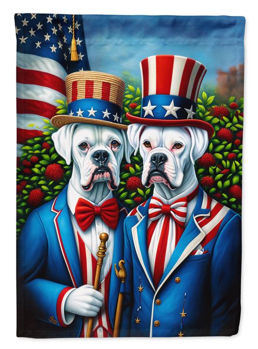 All American White Boxer Garden Flag –  Dogs with American Flag Background by Caroline’s Treasures