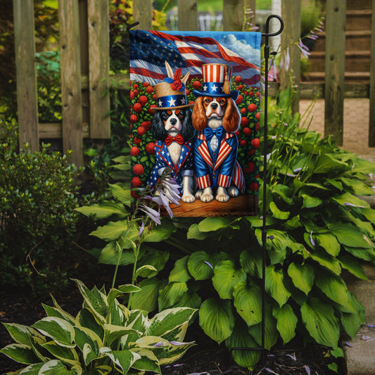 All American Cavalier Spaniel Garden Flag –  Dogs with American Flag Background by Caroline’s Treasures