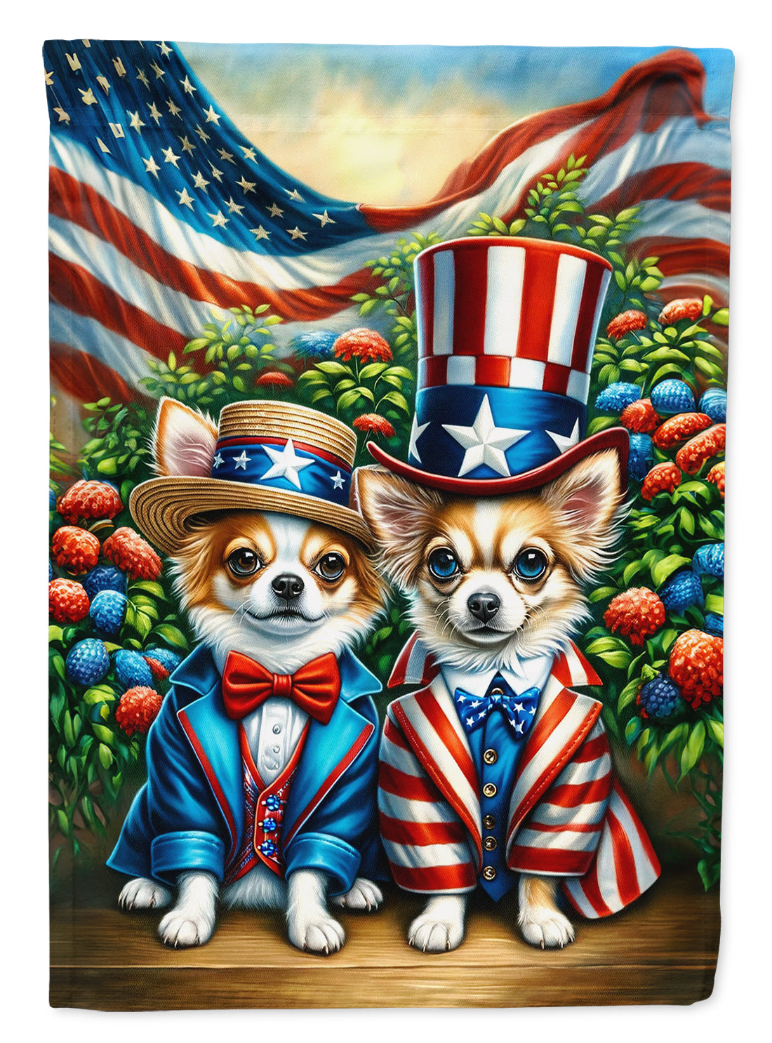 All American Chihuahua Garden Flag –  Dogs with American Flag Background by Caroline’s Treasures