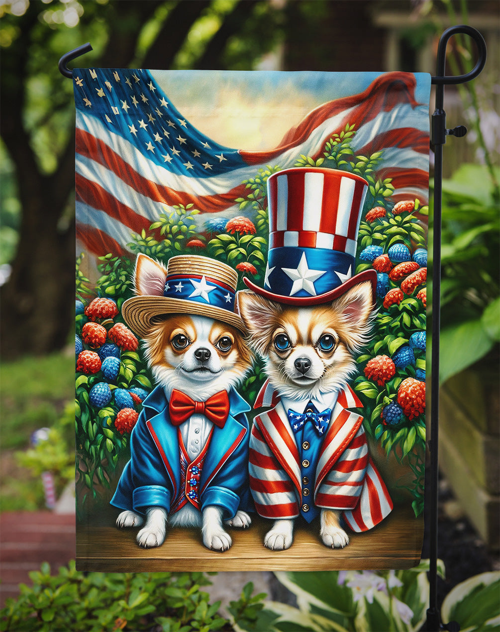 All American Chihuahua Garden Flag –  Dogs with American Flag Background by Caroline’s Treasures