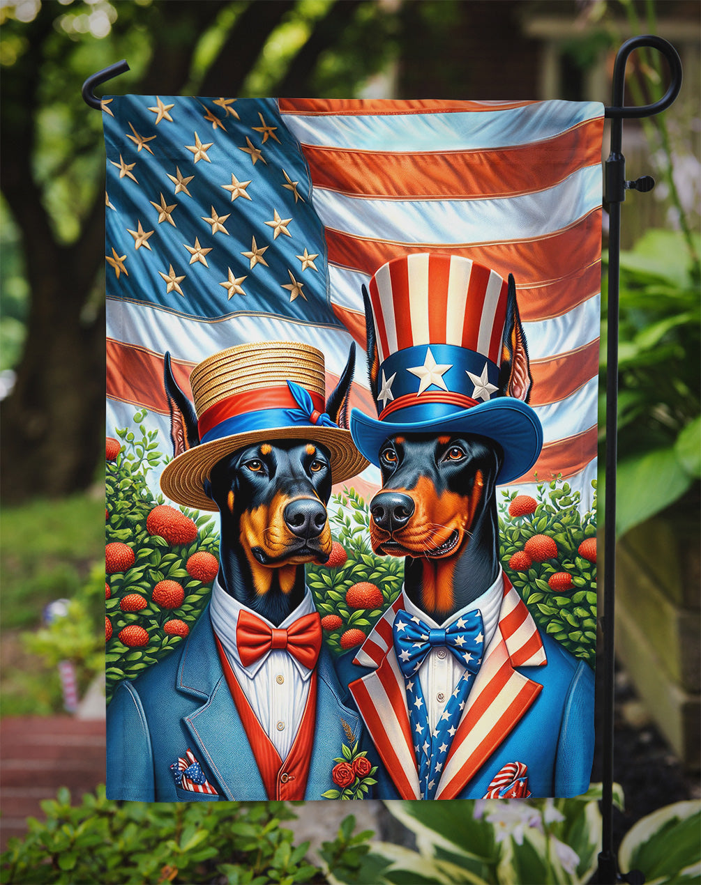 All American Doberman Pinscher Garden Flag –  Garden Flag by Caroline's Treasures