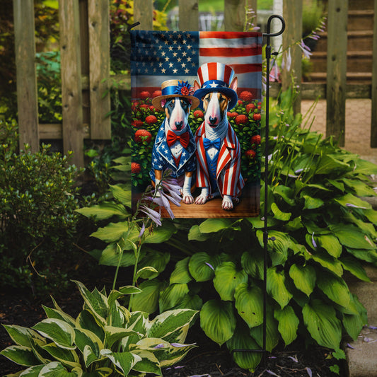 All American English Bull Terrier Garden Flag –  Dogs with American Flag Background by Caroline’s Treasures
