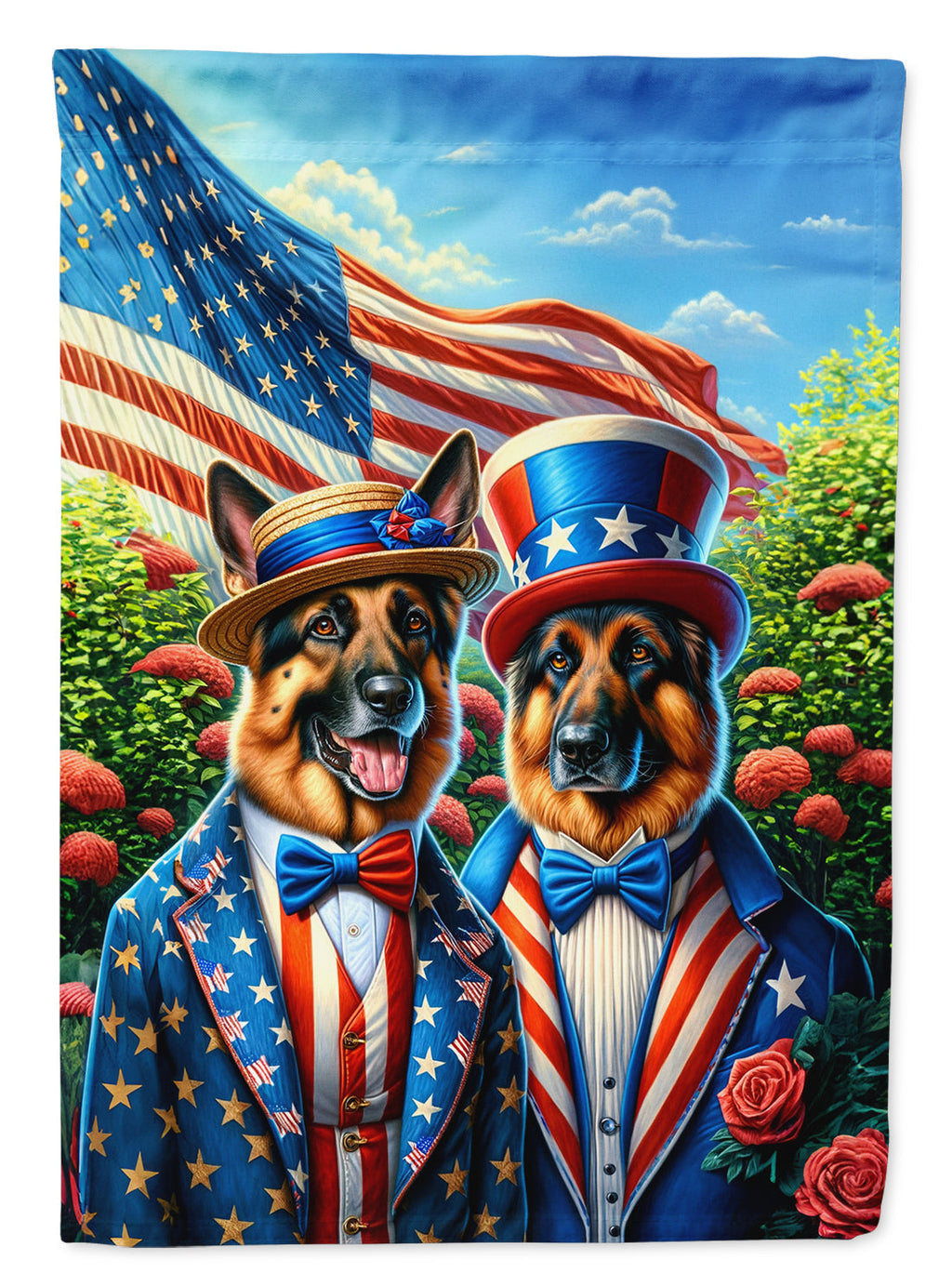 All American German Shepherd Garden Flag –  Dogs with American Flag Background by Caroline’s Treasures