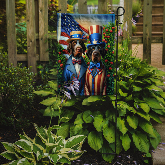 All American German Wirehaired Pointer Garden Flag –  Dogs with American Flag Background by Caroline’s Treasures