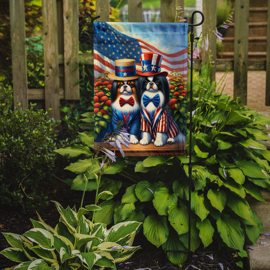All American Japanese Chin Garden Flag –  Dogs with American Flag Background by Caroline’s Treasures