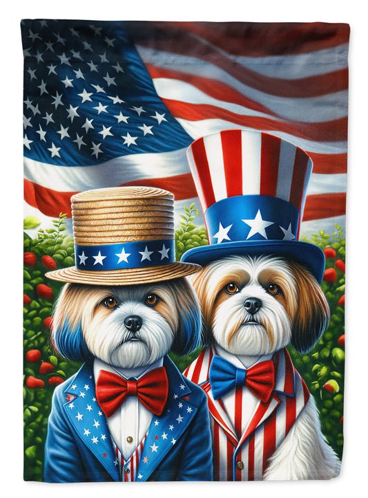 All American Lhasa Apso Garden Flag –  Dogs with American Flag Background by Caroline’s Treasures