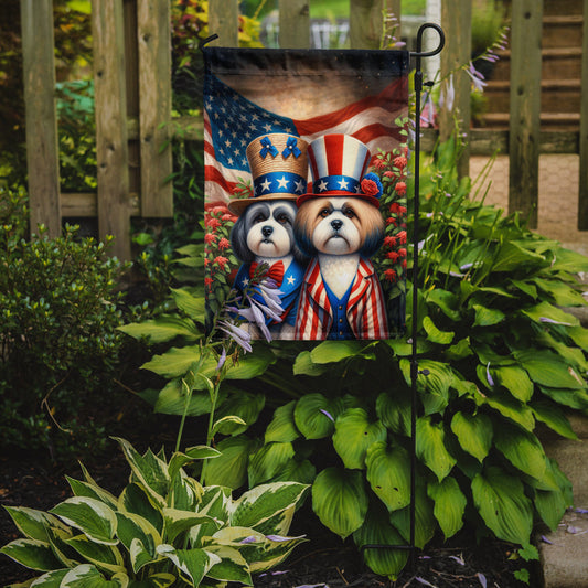 All American Lhasa Apso Garden Flag –  Dogs with American Flag Background by Caroline’s Treasures