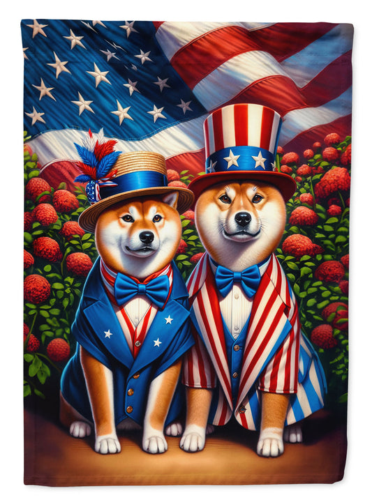 All American Shiba Inu Garden Flag –  Dogs with American Flag Background by Caroline’s Treasures