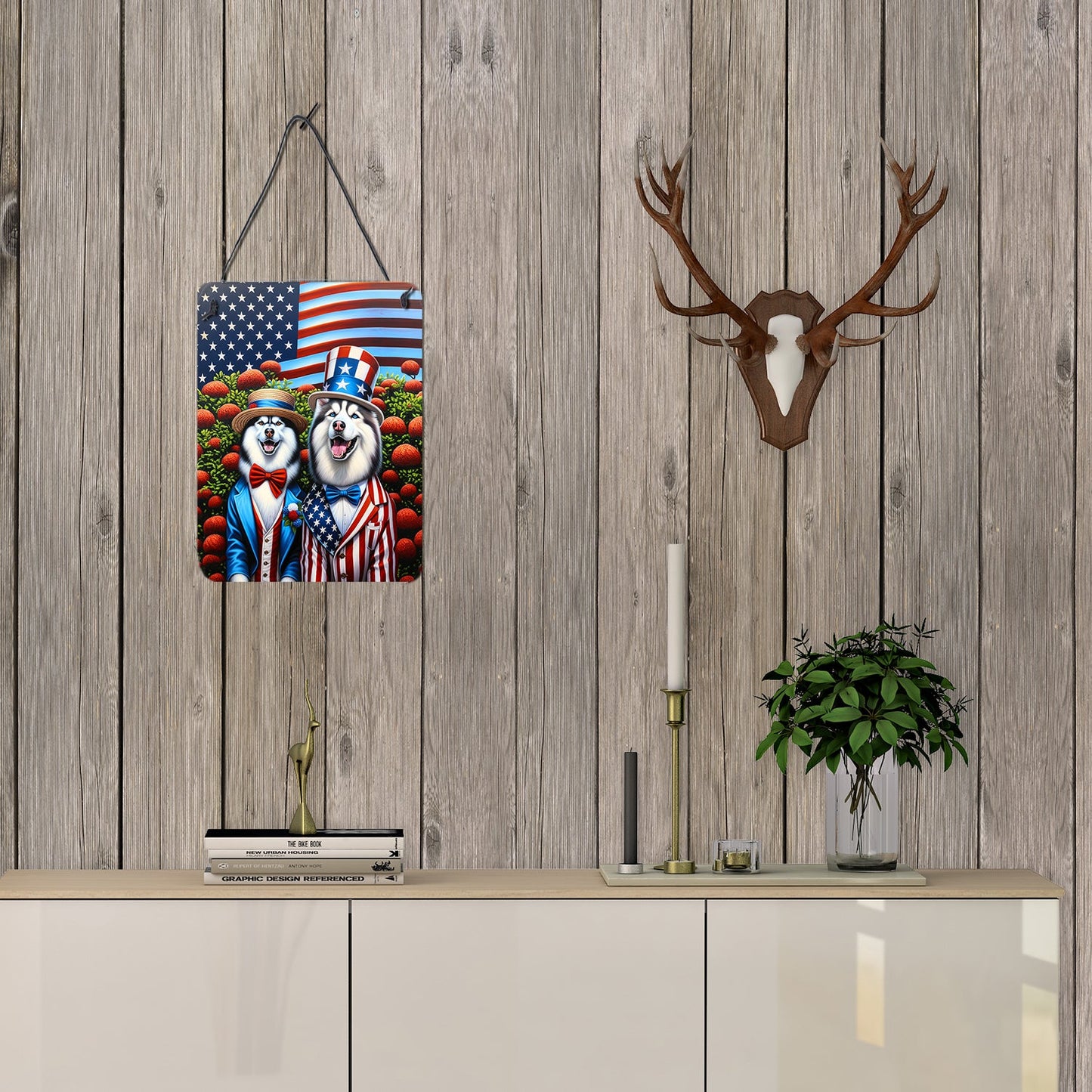 All American Siberian Husky Wall or Door Hanging Prints