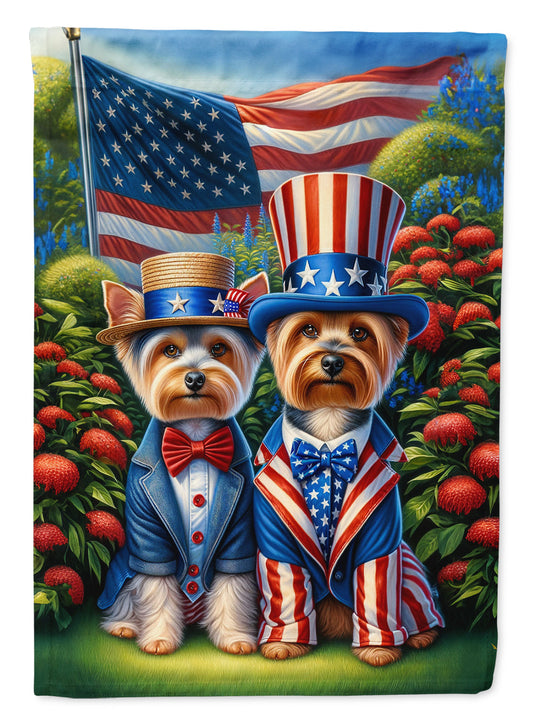 All American Silky Terrier Garden Flag –  Dogs with American Flag Background by Caroline’s Treasures