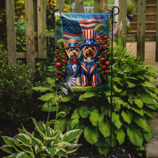 All American Silky Terrier Garden Flag –  Dogs with American Flag Background by Caroline’s Treasures