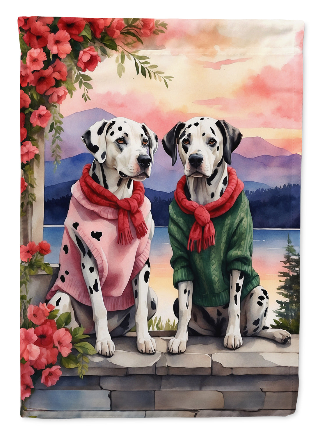 Dalmatian Two Hearts House Flag