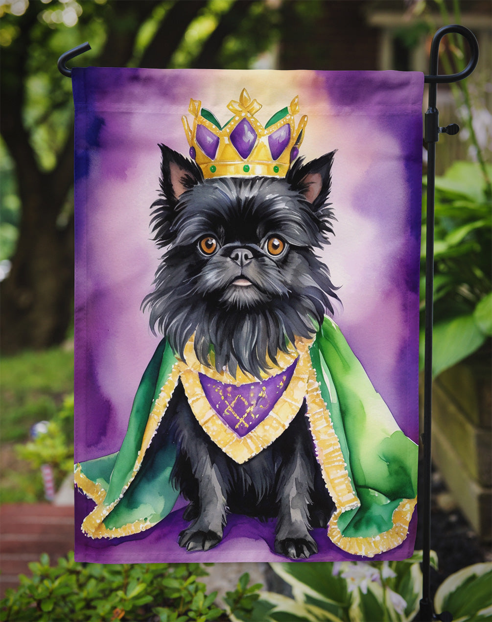 Affenpinscher King of Mardi Gras Garden Flag - Vibrant Dog-Themed Yard Decor by Caroline's Treasures