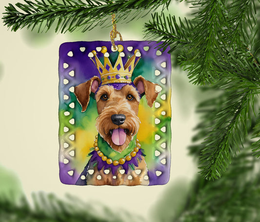 Airedale Terrier King of Mardi Gras Porcelain Ornament