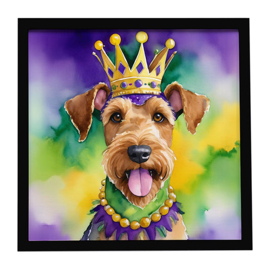 Airedale Terrier King of Mardi Gras Framed Metal Print